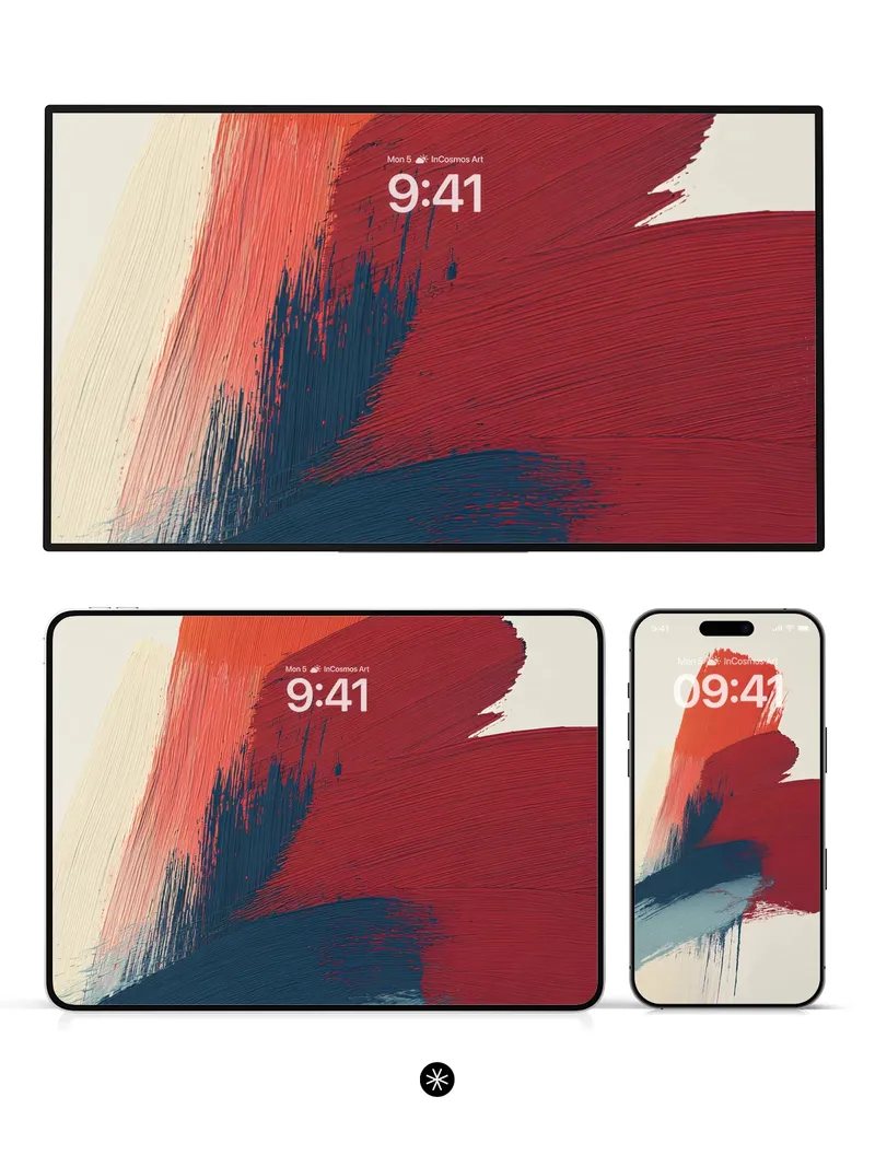 Dynamic Crimson and Indigo Brushstroke Wallpaper