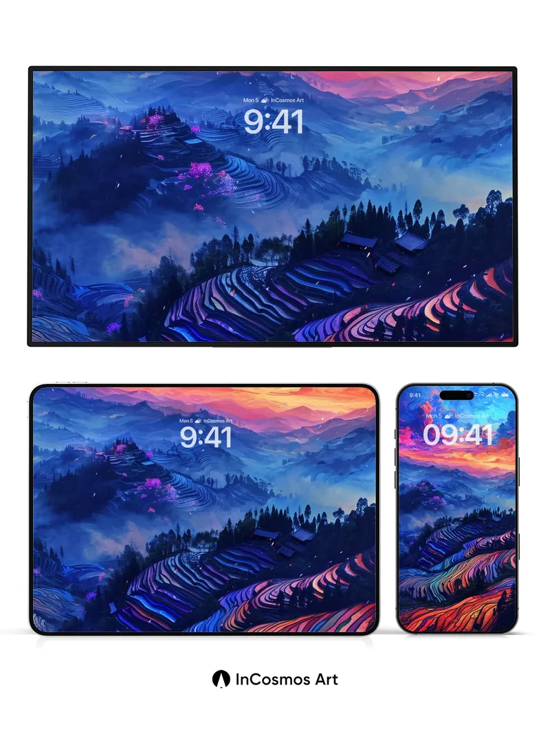 Crimson Skyline Wallpaper with Swirling Clouds