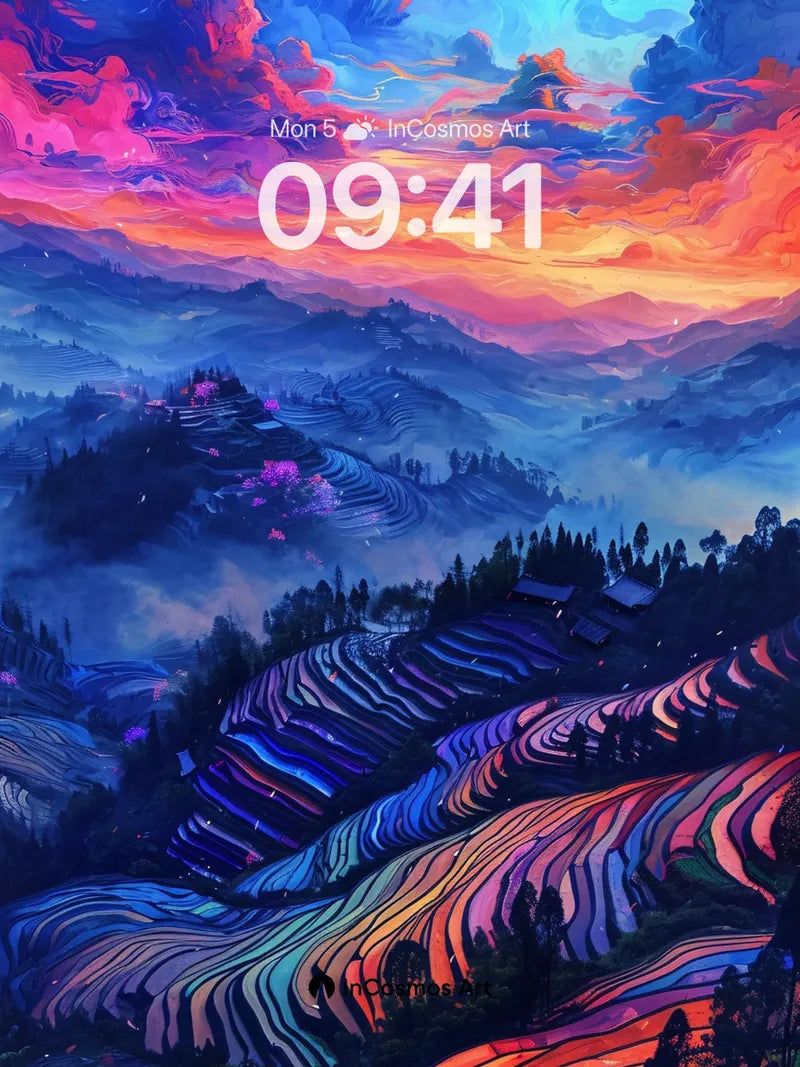 Crimson Skyline Wallpaper with Swirling Clouds