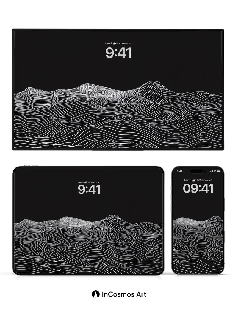 Silent Currents Wallpaper with Luminous Lines