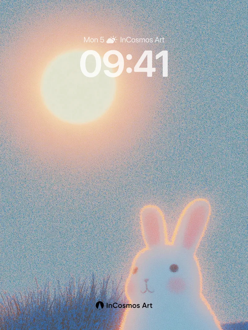 Luminous Hare Wallpaper with Celestial Glow wallpaper for iPhone, iPad & Mac