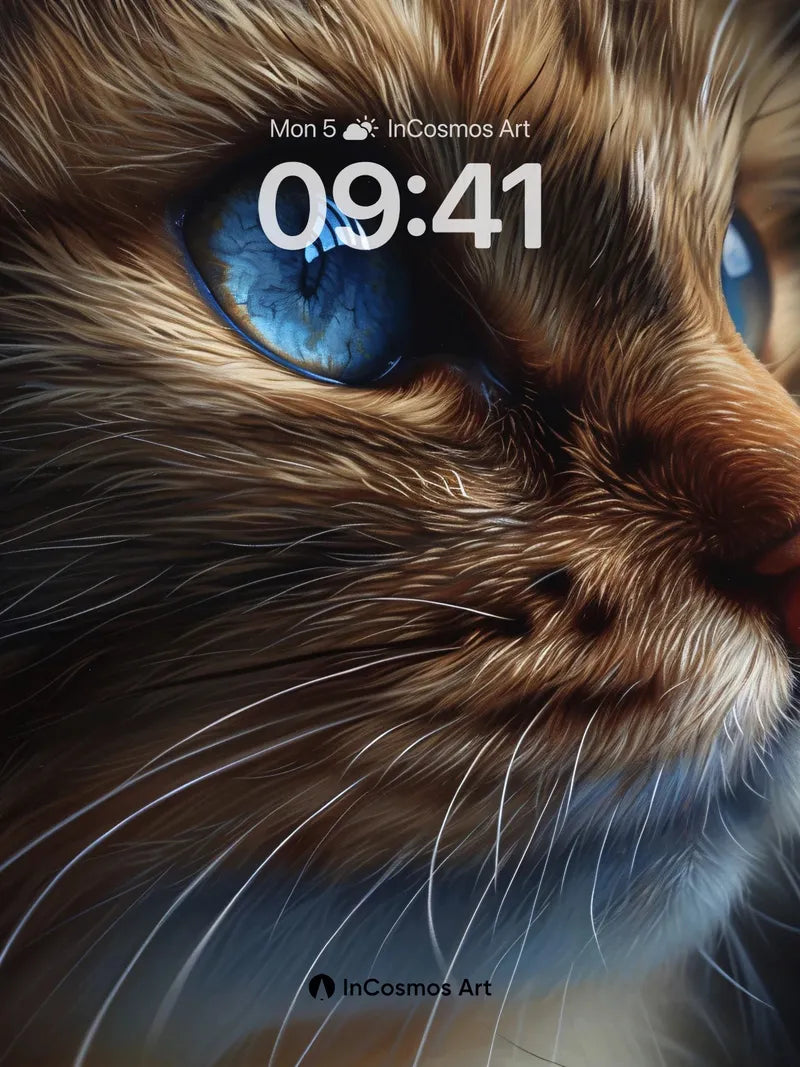 Whispering Fur Wallpaper with Azure Gaze wallpaper for iPhone, iPad & Mac