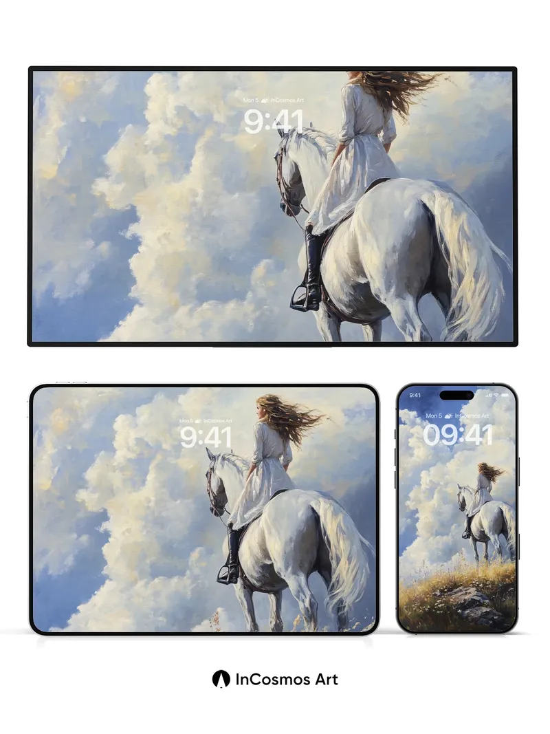 Serenity Ride Wallpaper with Cloud-Crowned Horizon