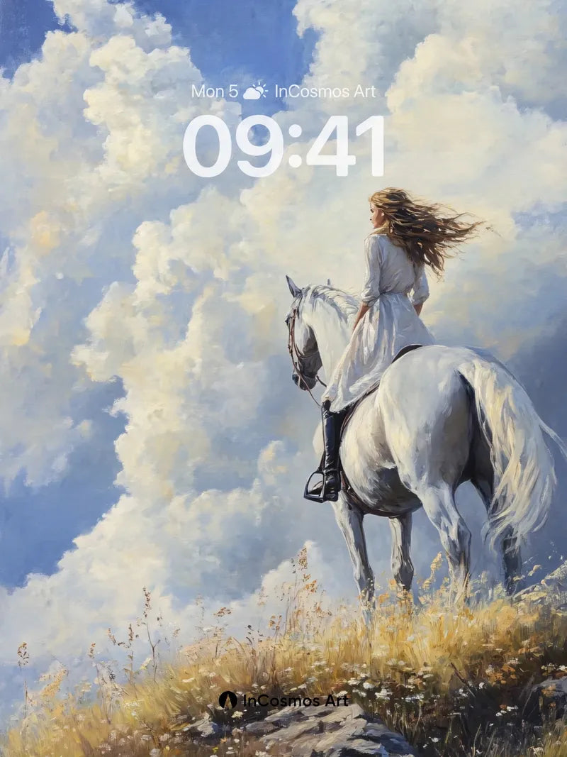 Serenity Ride Wallpaper with Cloud-Crowned Horizon