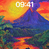 Volcanic Mirage Wallpaper with Swirling Sky wallpaper for iPhone, iPad & Mac