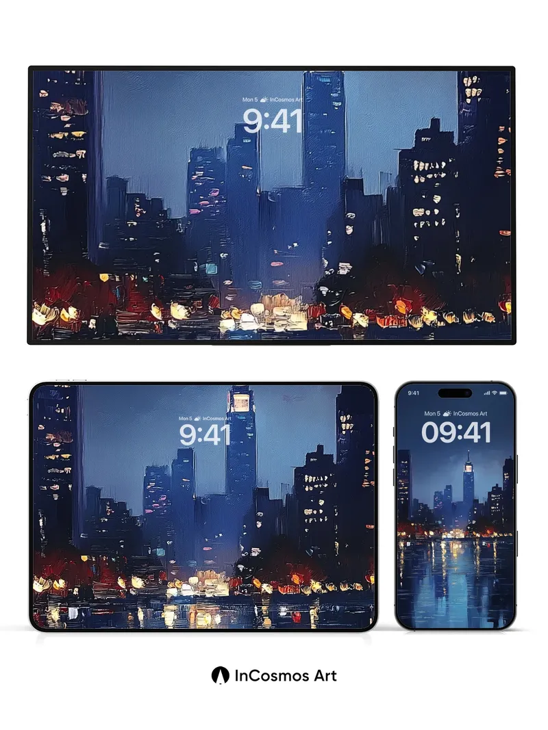 Midnight Reflections Wallpaper with Liquid Light