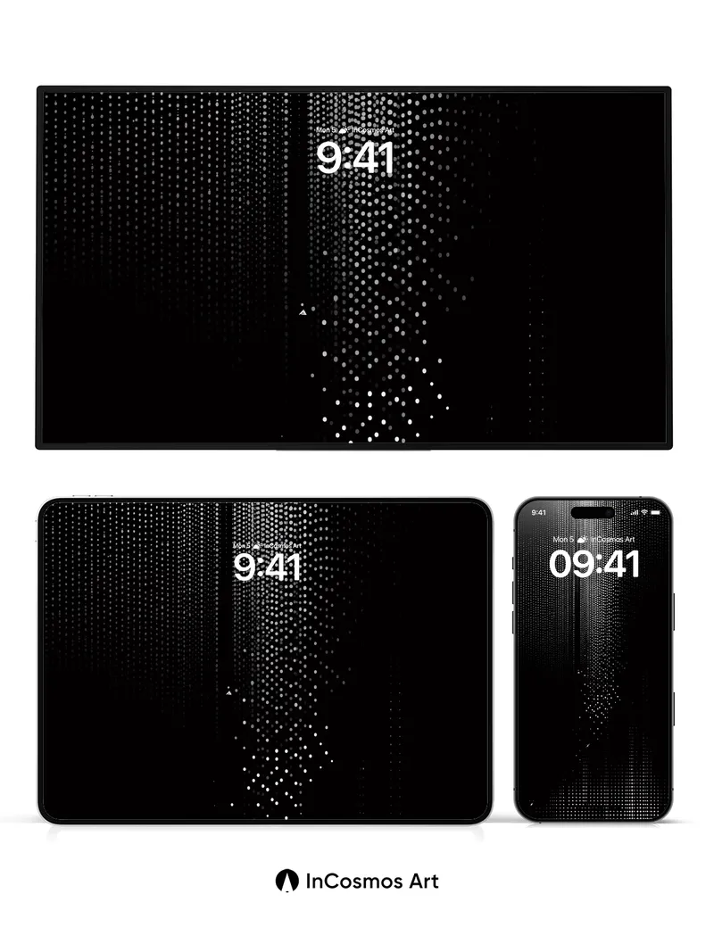 Neon Pulse Wallpaper with Dotted Light Streams