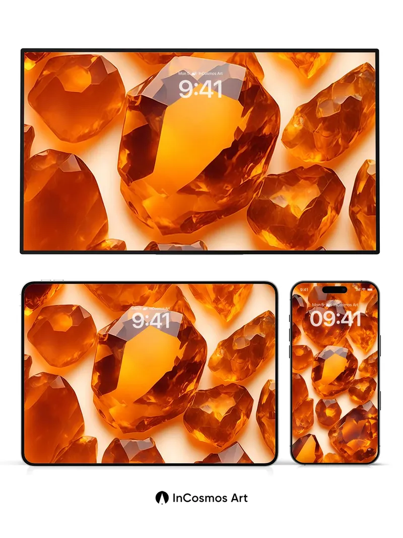 Golden Ember Wallpaper with Faceted Light