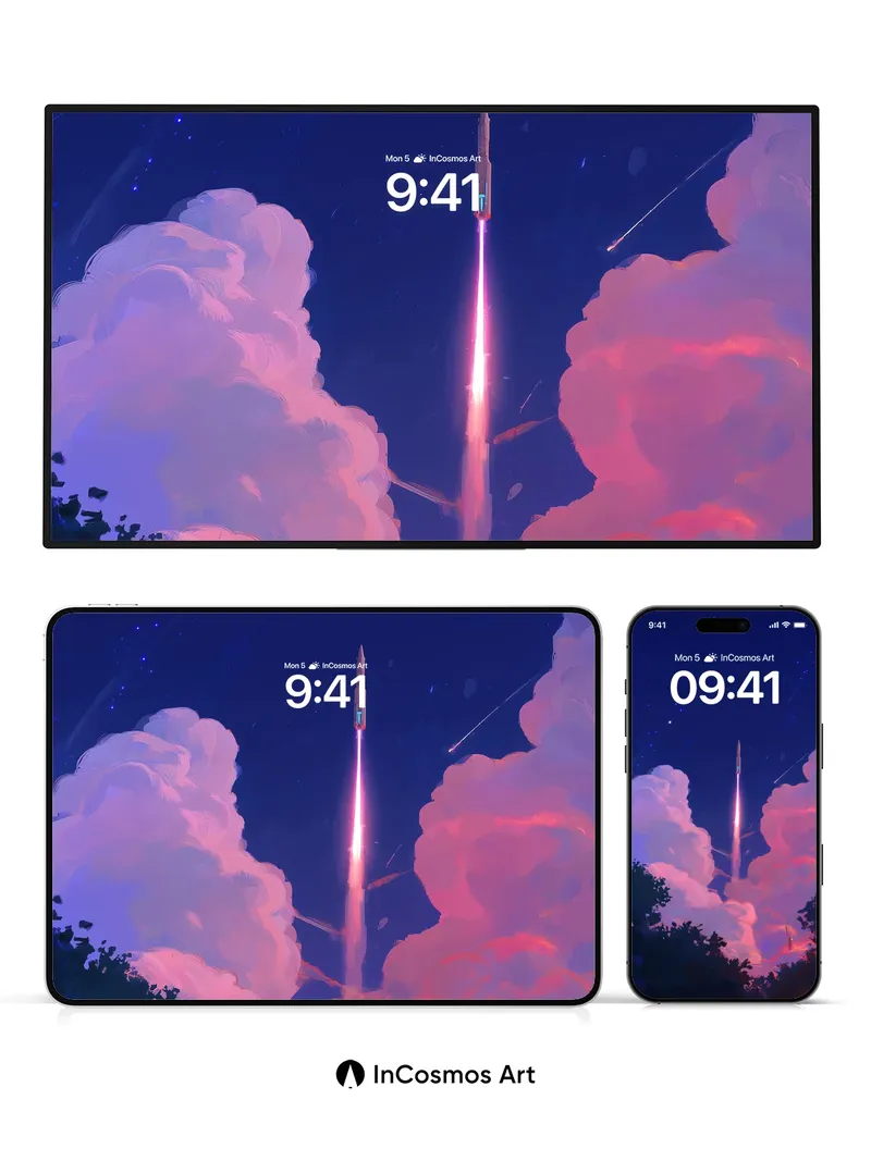 Cosmic Ascent Wallpaper with Nebula Clouds