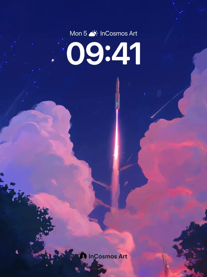 Cosmic Ascent Wallpaper with Nebula Clouds