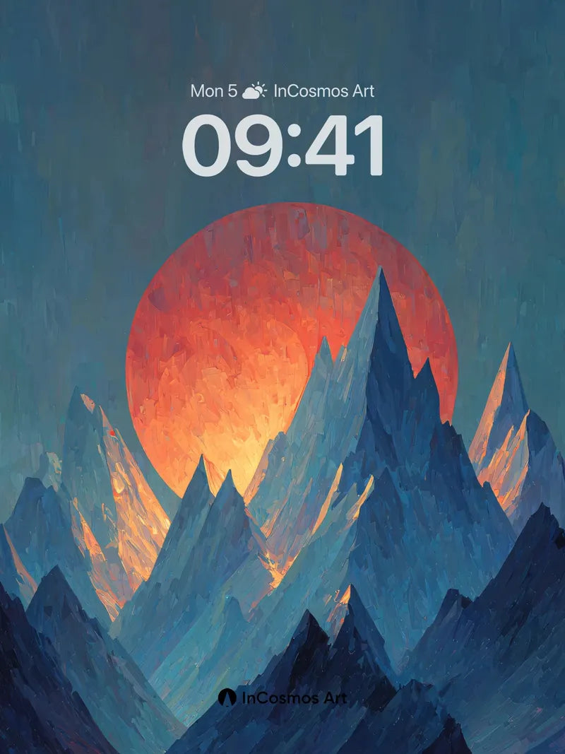 Crimson Horizon Wallpaper with Jagged Peaks wallpaper for iPhone, iPad & Mac