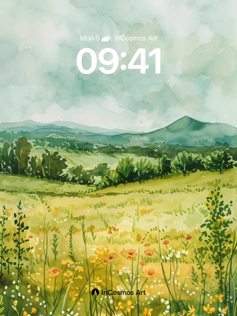Serenity Meadow Wallpaper with Whispering Wildflowers wallpaper for iPhone, iPad & Mac