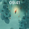 Serene Koi Garden Wallpaper with Floating Umbrellas wallpaper for iPhone, iPad & Mac