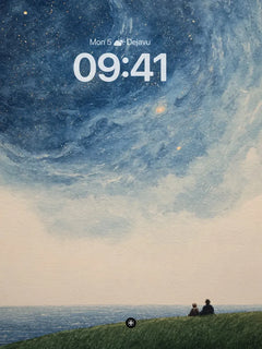 Starry Night Couple Watercolor Background, iPhone Duo cover screen
