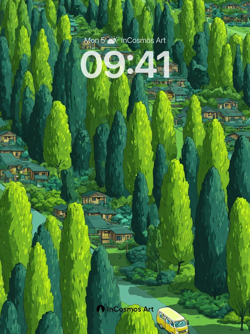 Whispering Pines Wallpaper with Vanishing Road wallpaper for iPhone, iPad & Mac