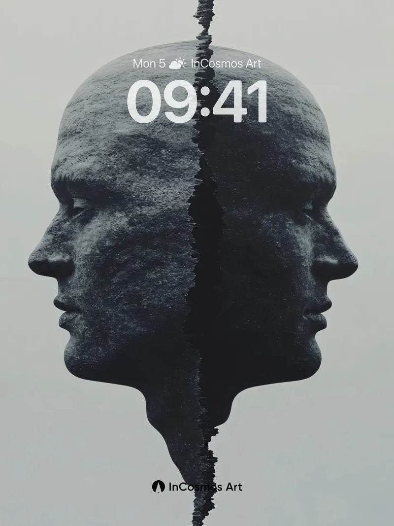 Fractured Mind Wallpaper with Split Silhouette wallpaper for iPhone, iPad & Mac