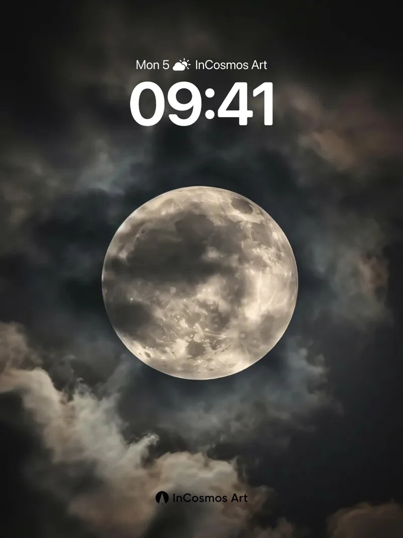 Lunar Veil Wallpaper with Shadowed Clouds