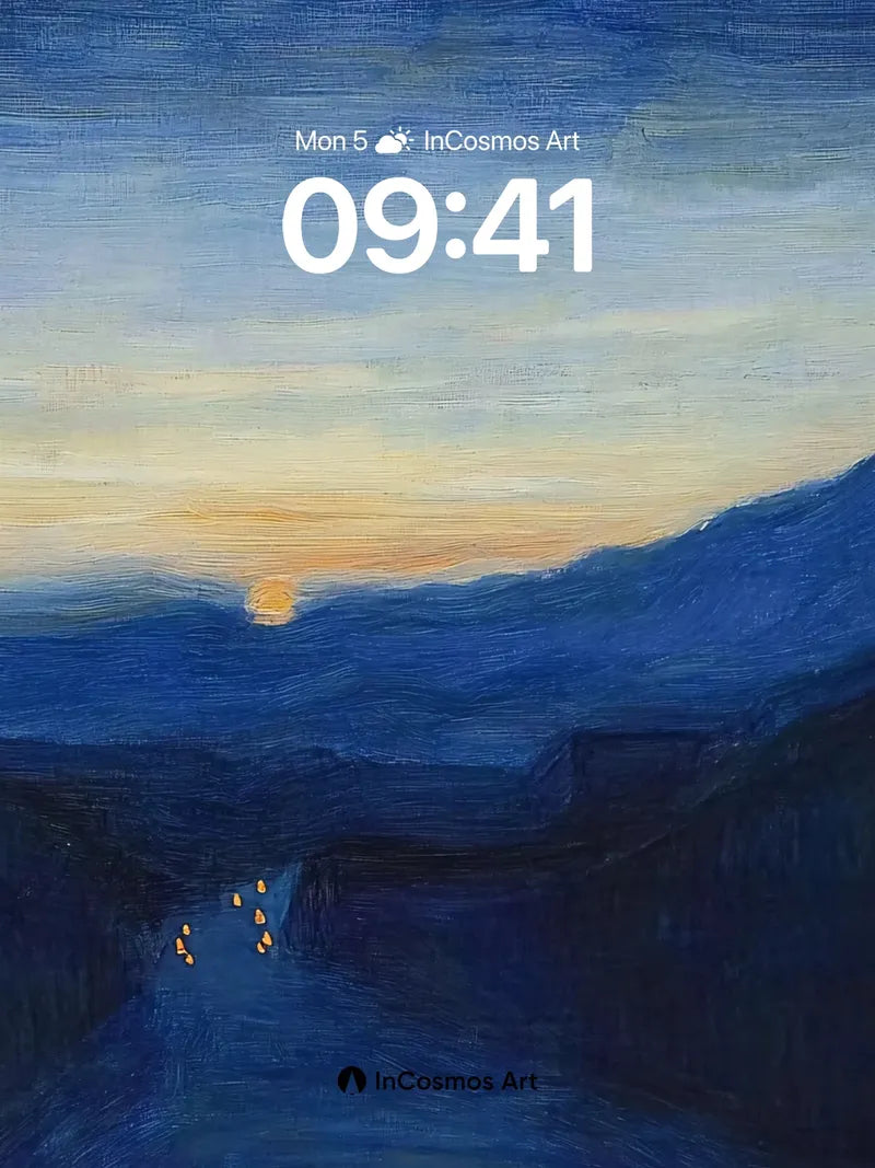 Nocturnal Path Wallpaper with Distant Orbs wallpaper for iPhone, iPad & Mac