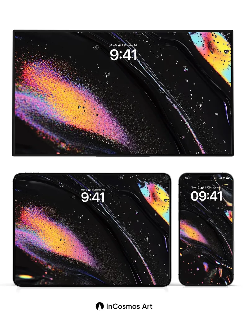 Cosmic Oil Wallpaper with Iridescent Veins