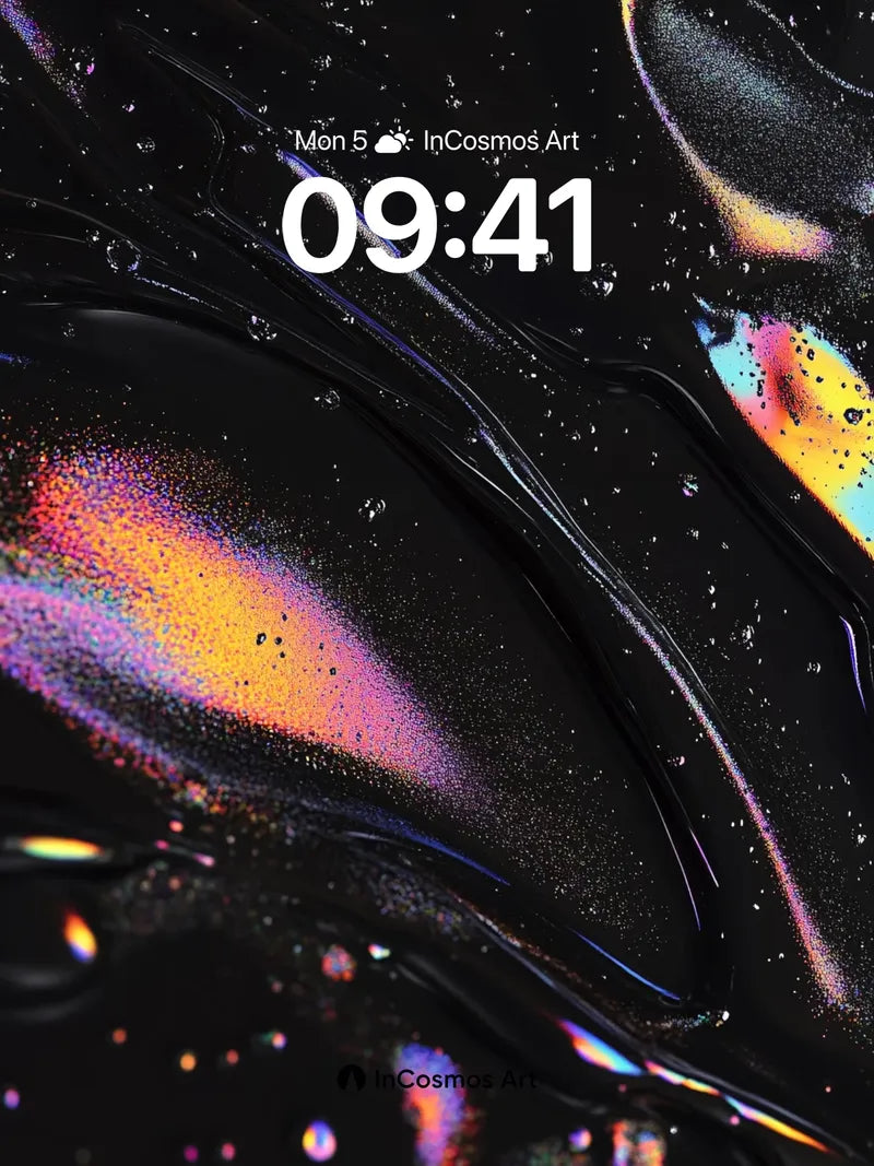 Cosmic Oil Wallpaper with Iridescent Veins