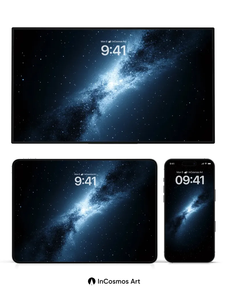 Cosmic Veil Wallpaper with Starlight Trails