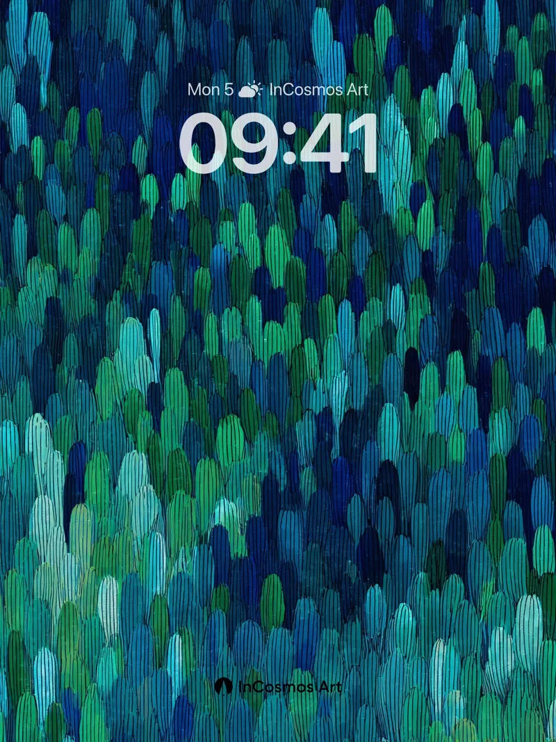 Emerald Rainfall Wallpaper with Textured Depth