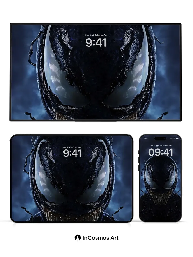 Shadowed Venom Wallpaper with Glistening Teeth