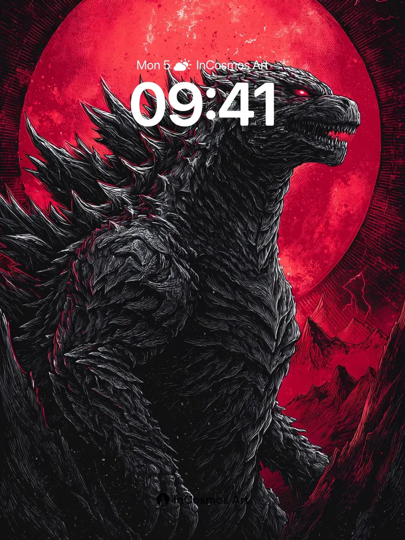 Obsidian Titan Wallpaper with Crimson Moonlight