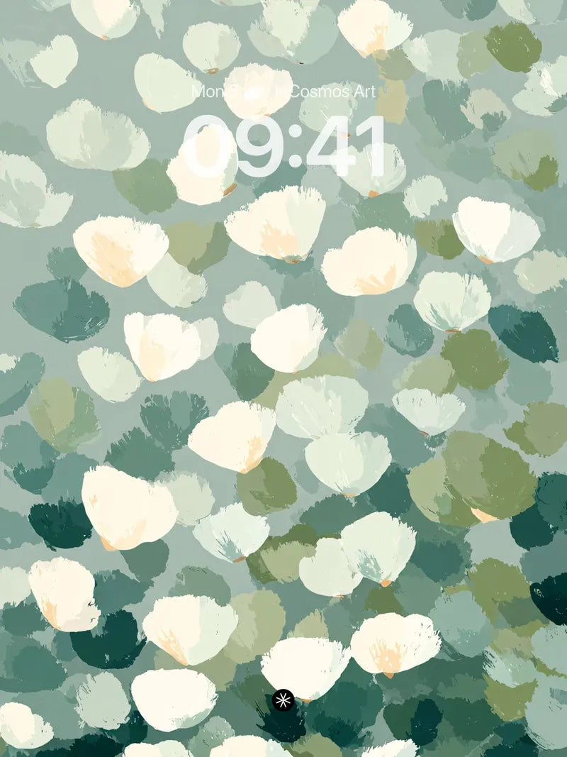 Serene Petal Drift Wallpaper in Soft Mist wallpaper for iPhone, iPad & Mac