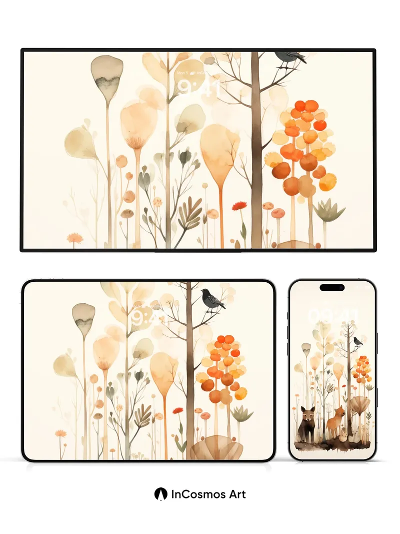 Whispering Woodland Wallpaper with Furred Friends