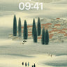 Snowy Village Background with Minimalist Aesthetic wallpaper for iPhone, iPad & Mac