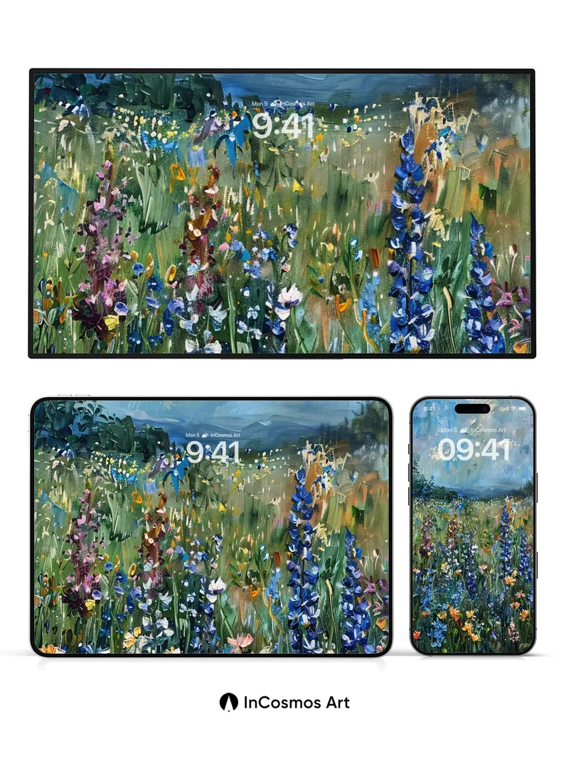 Whispering Meadow Wallpaper with Impressionist Bloom