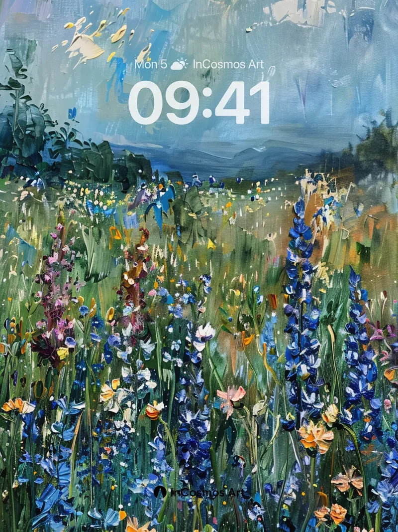 Whispering Meadow Wallpaper with Impressionist Bloom