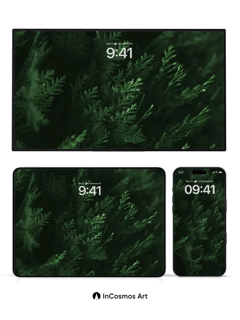 Whispering Fern Wallpaper with Midnight Depth