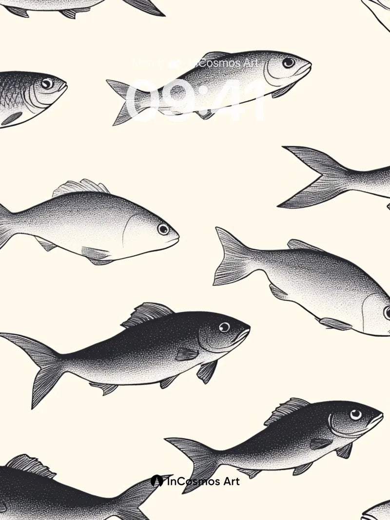 Silent School Wallpaper with Ink-Fish Drift