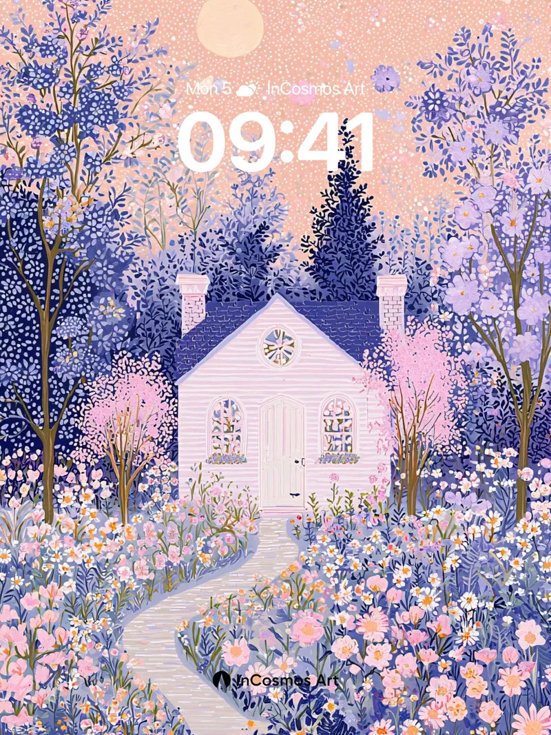 Whispering Bloom Wallpaper with Starlight Path wallpaper for iPhone, iPad & Mac