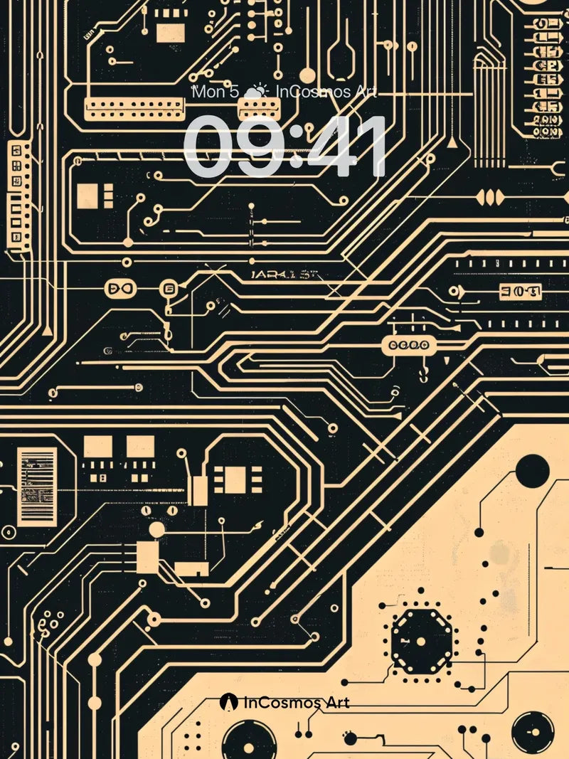 Circuit Pulse Wallpaper with Golden Veins