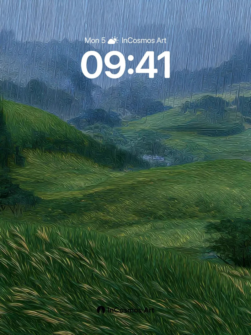 Serenity Ridge Wallpaper with Rain-Kissed Pagoda