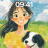 Sunlit Embrace Wallpaper with Canine Companion wallpaper for iPhone, iPad & Mac