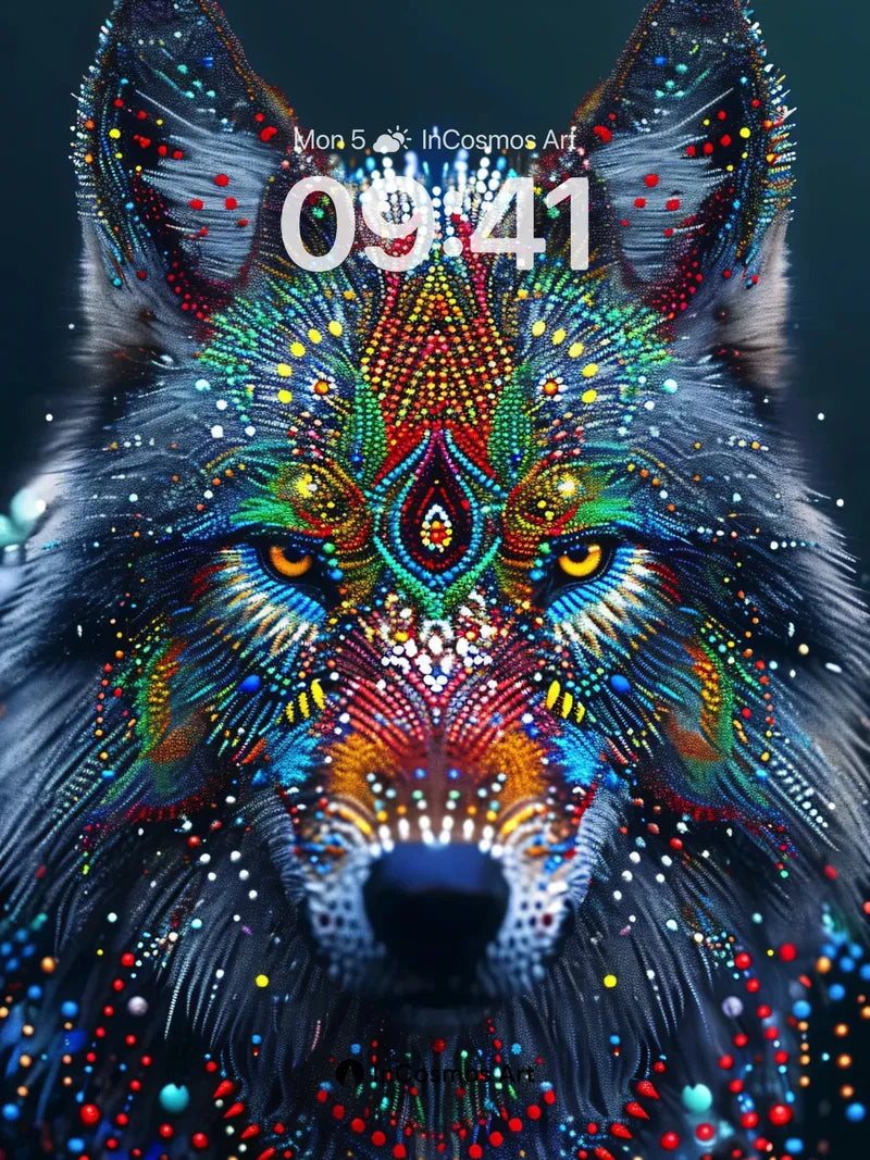 Cosmic Fox Wallpaper with Beaded Light wallpaper for iPhone, iPad & Mac