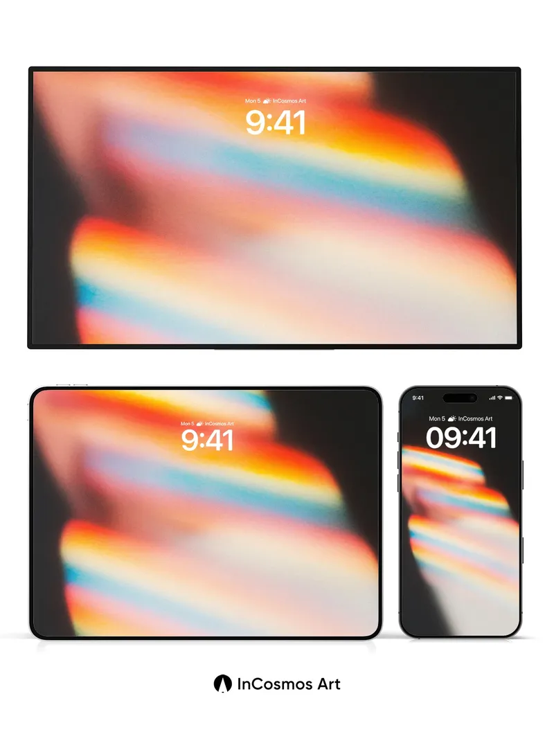 Prismatic Veil Wallpaper with Light Trails