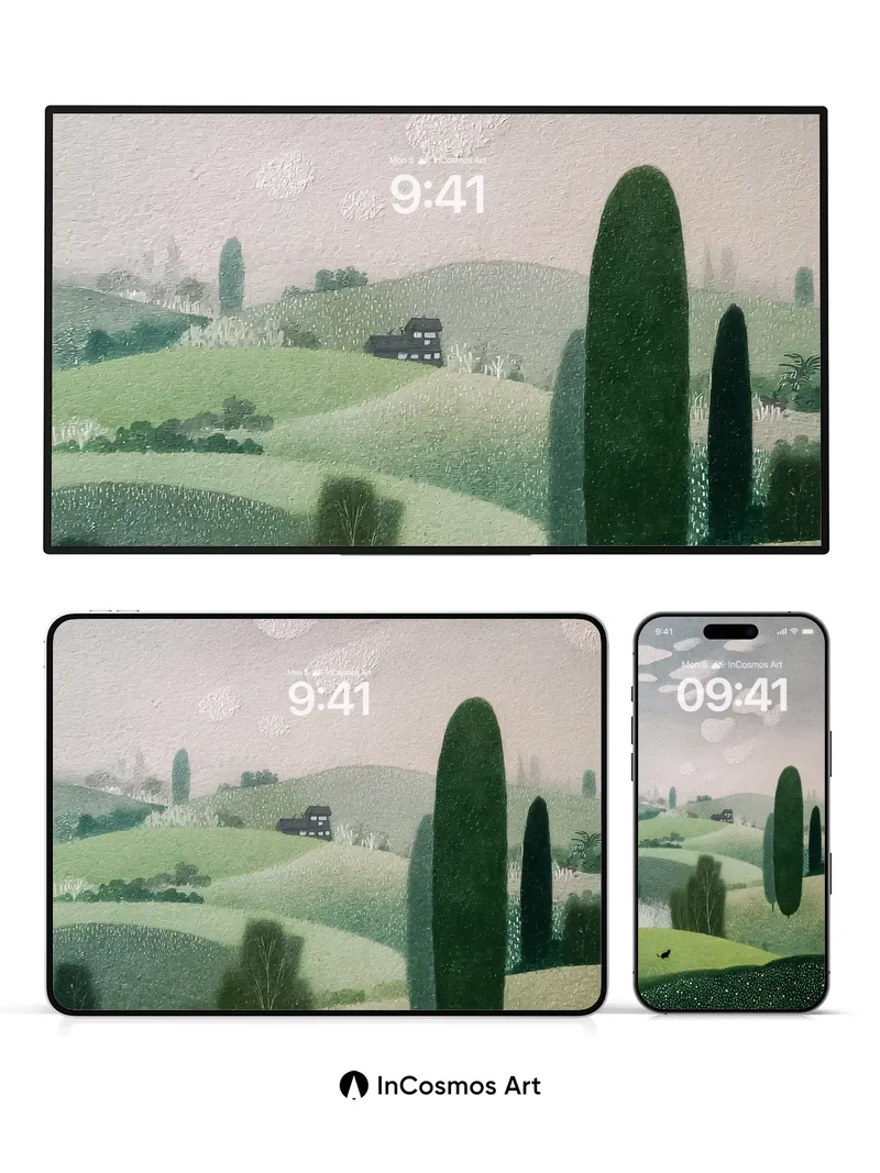 Serenity Hills Wallpaper with Whispering Cypress