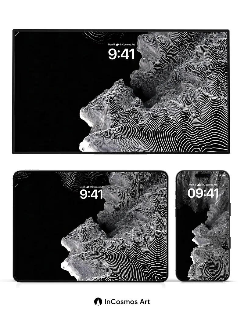 Silent Contour Wallpaper with Topographic Echoes