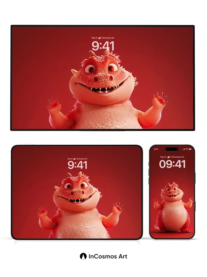 Playful Ember Dragon Wallpaper with Warm Hues