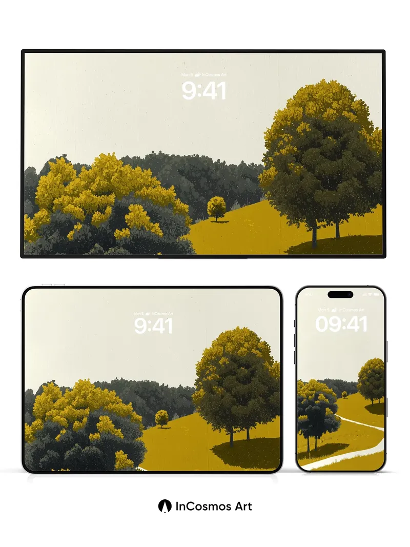 Golden Hush Wallpaper with Whispering Path