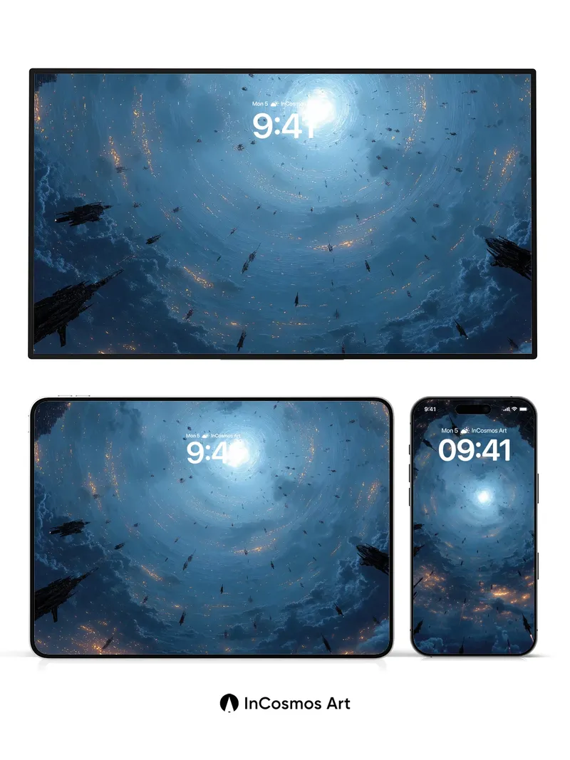 Cosmic Spiral Wallpaper with Starlit Drift