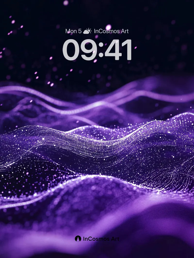 Luminous Wave Wallpaper with Cosmic Particles