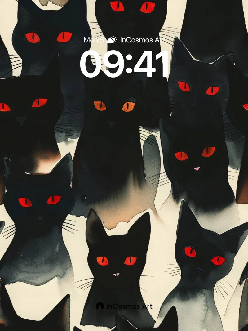 Obsidian Gaze Wallpaper with Crimson Eyes