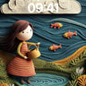 Whimsical Knit Landscape Wallpaper with Floating Fish wallpaper for iPhone, iPad & Mac