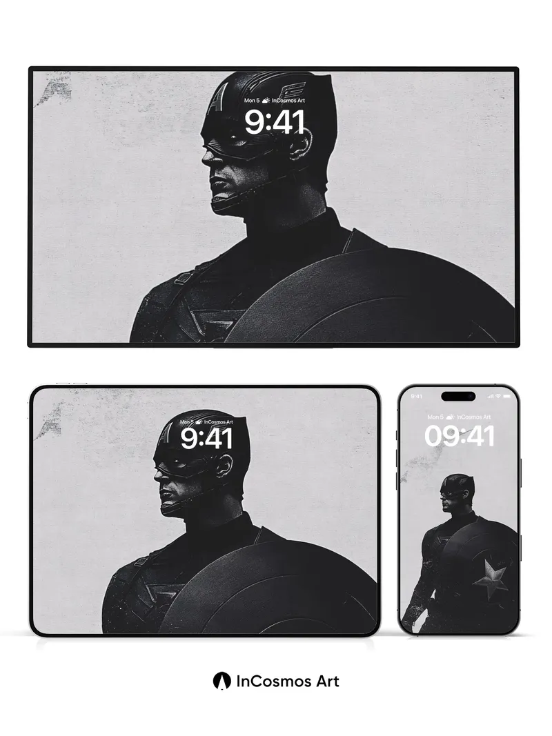 Shadowed Sentinel Wallpaper with Star-etched Shield